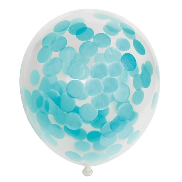 Konfetti Ballon  - Baby Blå 30 cm. 6 stk