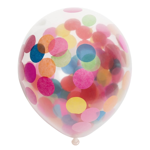 Konfetti Ballon  - Multicolor 30 cm. 6 stk