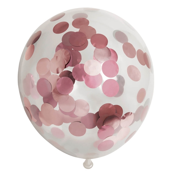 Metallic Konfetti Ballon  - Rose Guld 30 cm. 6 stk