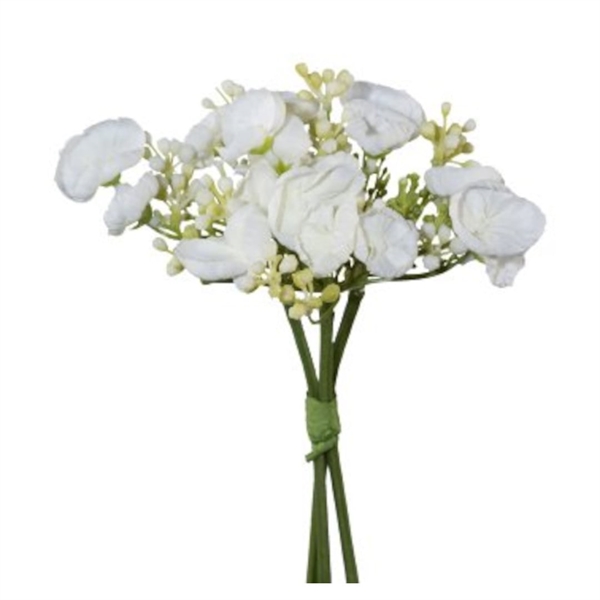 Hvid Hortensia Buket 20 cm. Kunstig blomst