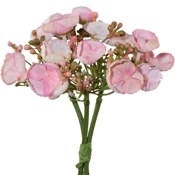 Rosa Hortensia Buket 20 cm. Kunstig blomst