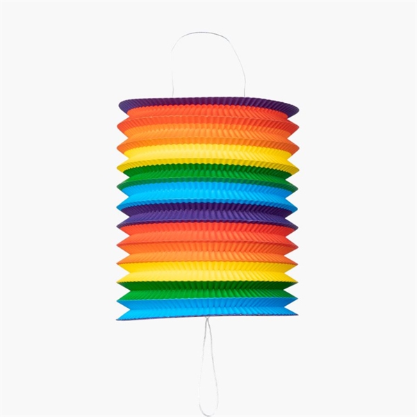 Papirlanterne Cylinder Ø16 cm. Regnbuefarvet Pride
