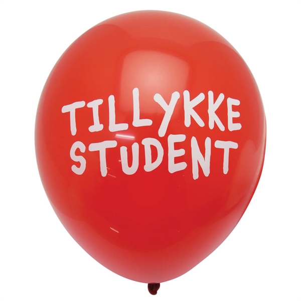 Latex Ballon "Tillykke student" Rød 10 stk 26 cm.