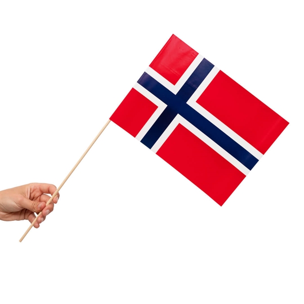 Papirsflag på pind 10 stk. Norge