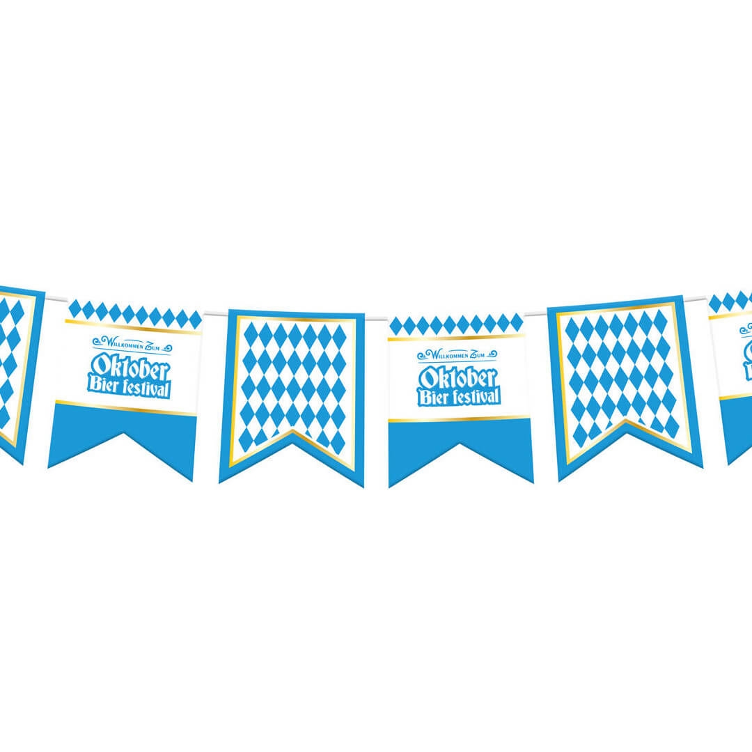 Guirlande Bavaroise Oktoberfest - 10 Mètres Avec 20 Fanions Triangulaires 20x28 Cm - Déco De Fête De La Bière, Jardin, Terrasse