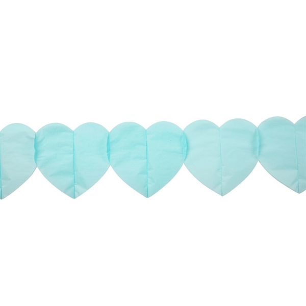 Papir Guirlande 6 meter Babyblå hjerter