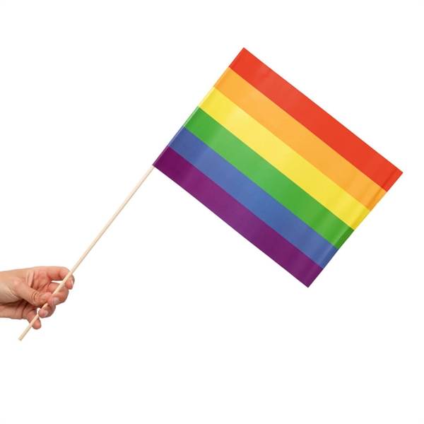 Papirsflag på pind 10 stk. Pride Regnbue