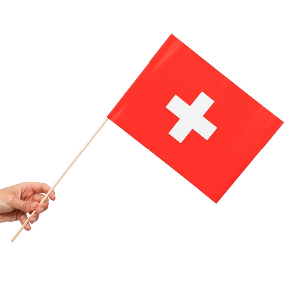 Papirsflag på pind 10 stk. Schweiz
