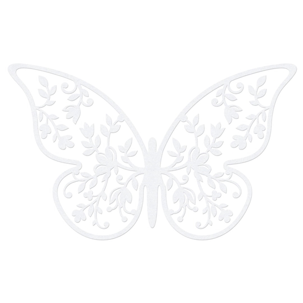 Deko bordpynt sommerfugle 6,5 cm. 10 stk hvid Model 2