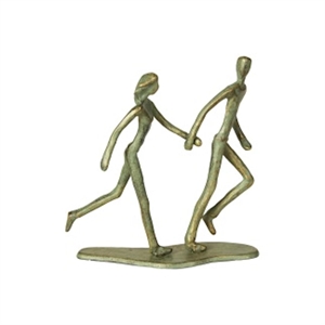 Metalfigur "Løbende Par" 18 cm Antik Grøn