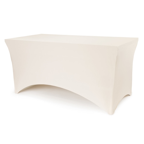 Beige strecth formdug til aflangt bord (Udlejning)