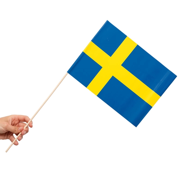 Papirsflag på pind 10 stk. Sverige