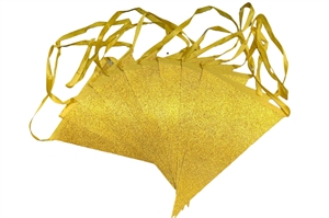 Vimpelguirlande Glitter Guld med snor 6 meter 16x20 cm.