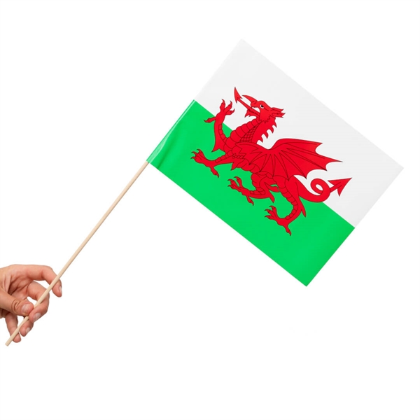 Papirsflag på pind 10 stk. Wales